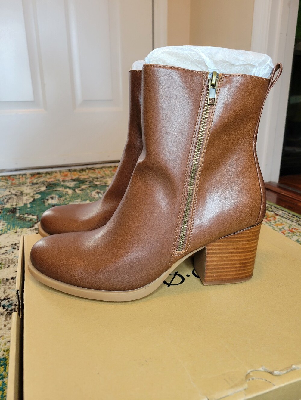 B.o.c Brown Boulder Block‎ Heel Ankle Boots, Size Womens 11 NEW